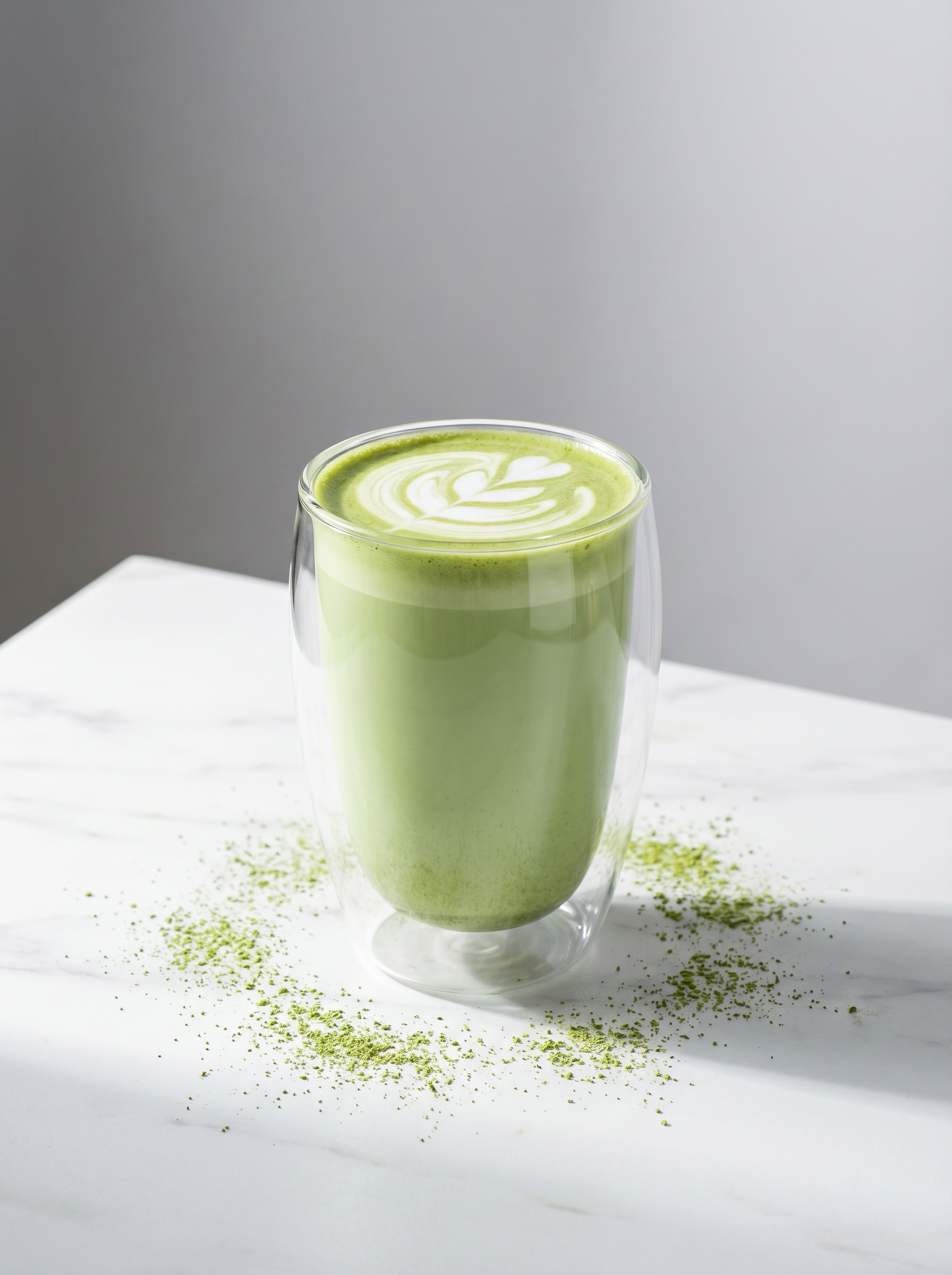 Premium matcha latte with beautiful latte art